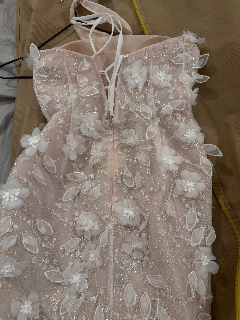 Halter Floral-Appliqué White Maxi Dress - Picture 8 of 8